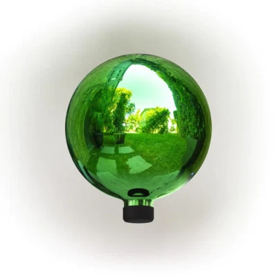 Alpine Corporation Globe Festive Yard Decor 10" Dia Outdoor Glass Gazing Green - Image 1 of 4