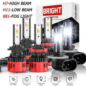 Kit LED Headlight HIGH LOW BEAM Fog Light Combo 6x Bulbs H7+H11+881 6PCS - Picture 1 of 18