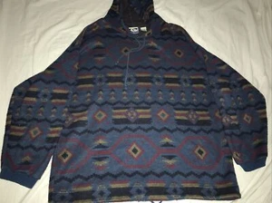 Vintage Green Colorblock Acrylic Hooded Sweater Knit 80s Cosby Retro Size Large - Picture 1 of 9