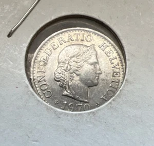 1970 Switzerland Helvetica Confederatio 10 Rappen Swiss Coin - Picture 1 of 2