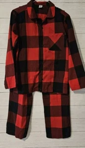 Old Navy Kids Large (10-12) Gender-Neutral Red Buffalo Plaid Flannel Pajama Set - Picture 1 of 3