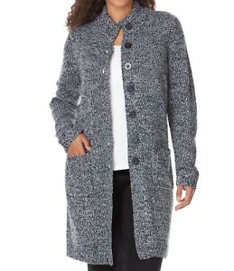 Woman Within Plus Size  Black White Marled Sweater Cardigan Size 3X(30/32)