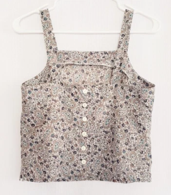 Camiseta sin mangas Anthropologie con botones para mujer talla S azul floral cachemira sin mangas Foto 1 de 4