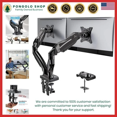 Dual Monitor Desk Mount with Full Adjustment - Supports 13-32" Screens & 19.8lbs - Image 1 of 4