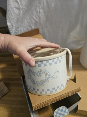 Vintage Rival Potpurri Crockpot Blue Ribbon Heart Design NIB - Image 1 of 3