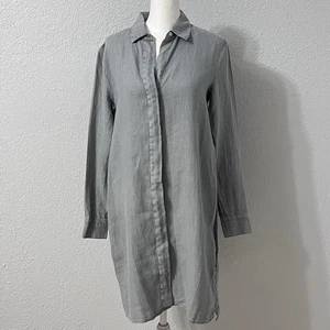 James Perse Shirt Dress Blue/Gray Linen Long Sleeve Tunic Minimalist Size 0/XS - Picture 1 of 10