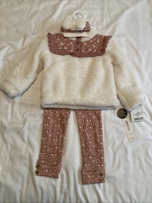 Nuevo Nicole Miller Juego de 3 piezas de felpa de piel sintética a juego niño pequeño talla 24 meses Foto 1 de 4