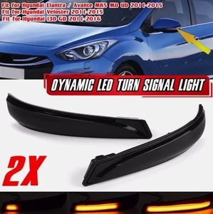 Pair Sequential LED Side Mirror Turn Signal Light For Hyundai Veloster 2011-2015 - Picture 1 of 6