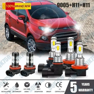 Faro LED haz alto bajo + luz antiniebla 6x kit bombillas para Ford EcoSport 2019 2020 Foto 1 de 4