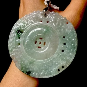 純天然翡翠A貨100% untreated Myanmar Grade A Jadeite Jade 老坑冰飄花 時來運轉 Certified - Picture 1 of 4