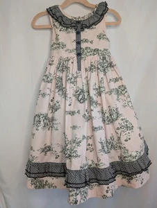 Laura Ashley London Pink & Black Waverly Toile Size 5 Tulle Layered Dress - Picture 1 of 9