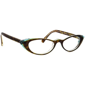Jean Lafont Eyeglasses Desiree 675 Havana/Aqua/Crystals Cat Eye France 48-17 142 - Picture 1 of 6