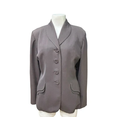 复古 20 世纪 40 年代定制西装外套淡紫色灰色羊毛夹克披肩领/中号 - — 第 1/4 张图片