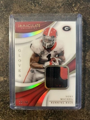 2018 Immaculate Collection Sony Michel Gloves Patch /48 Red Black Color Match  - Image 1 of 2