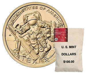 WoW US Mint 100 Coin Bag 2025-D American Innovation Dollar. Texas. Astronaut ISS - Picture 1 of 3