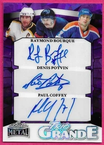 2025 Leaf Metal Hockey Legends BOURQUE / POTVIN / COFFEY Triple Autograph 1/1 - Picture 1 of 2