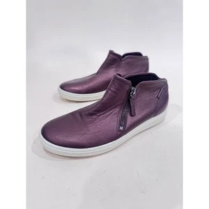 Ecco Women's 7 Maroon Leather Zip Up Ankle Boots Comfort Casual Shoes - Picture 1 of 6