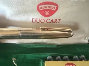 AURORA Fountain Pen 88 Duo Cart Gold Plated First Generation Vintage - Picture 1 of 18