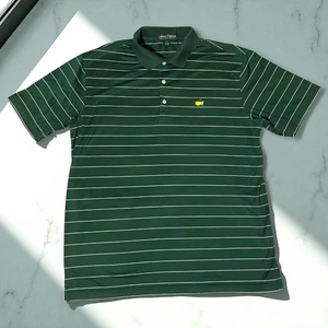 Polo golf Amen Corner Masters uomo L verde righe bianche 100% cotone Pima - Foto 1 di 11