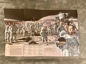 1973 National Geographic The Apollo Astronauts on the Moon Space Poster 34x22.5 - Picture 1 of 2