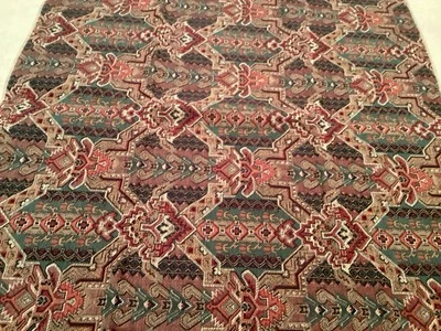 DURALEE Burgundy, Brown, Teal 25 x 26 1/2" Cotton Fabric Sample Geometic Design - Image 1 of 4