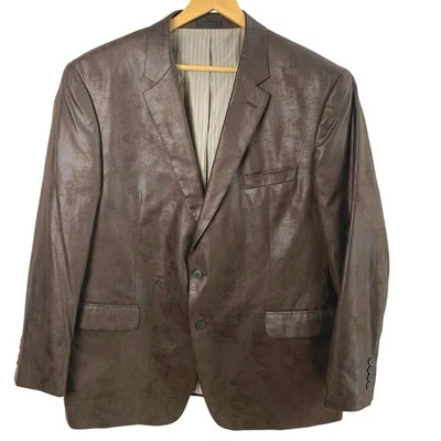 Andrew Fezza Size 50R Men's Faux Leather Baxter Sport Coat Blazer jacket Brown   - Image 1 of 4