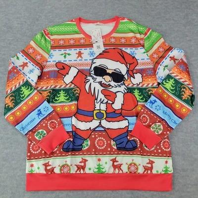 Ling Qi Shi Zu Sweatshirt Christmas Santa in Sunglasses Unisex Size 3XL NWT - Image 1 of 4