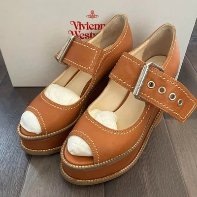 Vivienne Westwood Platform Open-toe Leather Sandal Brown US6.0/ UK5.5/ EU38 - Image 1 of 3