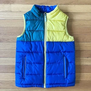 Hanna Andersson Blue Green Yellow Colorblock Colorful Puffy Vest 150 12 - Picture 1 of 7
