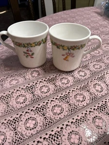 1990s Set Of 2 Corelle Corning Ware Christmas Joy Coffee Mugs Candy Canes Bells - Picture 1 of 6