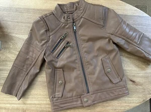 Sporty Brown Urban Republic Boy Faux Leather Jacket Size 3T Biker Toddler Moto 3 - Picture 1 of 8