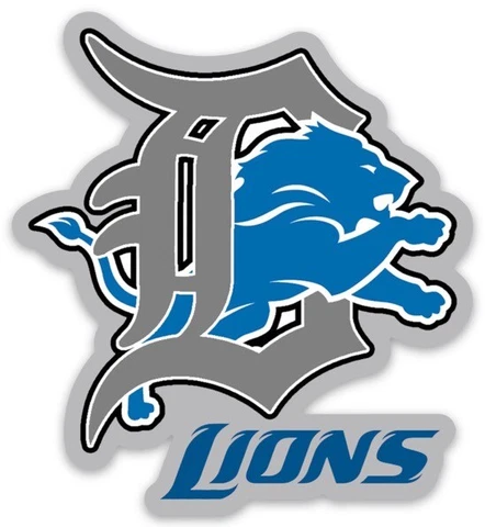 Detroit Lions Logo w/ D Type Logo & Lion NFL Football Die-Cut MAGNET Cover