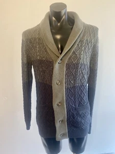 STAPLE SUPERIOR Grey/Blue Colour Block Button Front 100% Cotton Cardigan Size S - Picture 1 of 6