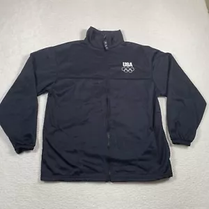 Vintage USA Olympic Jacket Mens Large Navy Committee Full Zip Pullover Made USA - Picture 1 of 10