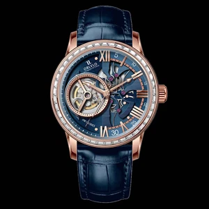 OBLVLO reloj de lujo para hombres - automático / esqueleto / azul / cuero / diamantes / VMQ-D - Imagen 1 de 7