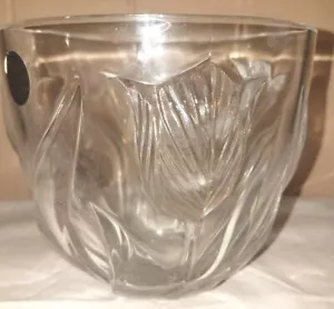 Crystal Tulip Bowl Cristal De France 24K Leaded Crystal Clear Raised Tulip Patte - Picture 1 of 5