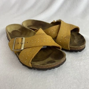 Sandalias Birkenstock Siena cruzadas para mujer EU 38 US 7 cuero amarillo tachonado - Imagen 1 de 13