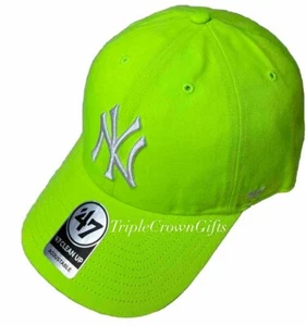 MLB NY Yankees ('47 Brand) Clean Up Hat Adjustable Strap Neon Green - Picture 1 of 5