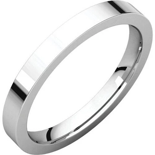 2.5mm 14K Solid White Gold Plain Flat Comfort Fit Wedding Band Ring All Sizes - Image 1 of 1