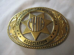 Hebilla de cinturón extremadamente RARA de la Asociación de Investigadores de Homicidios de California CHIA # - Imagen 1 de 4