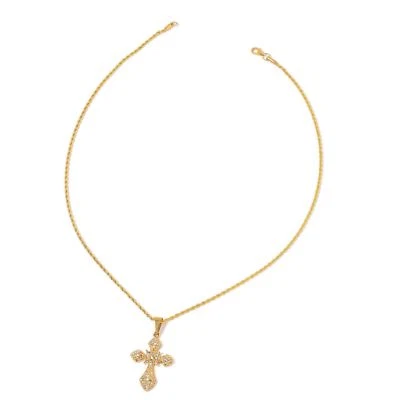 COLLAR CRUZ CRISTAL 20" #collar cruzado #collar cruzado cristalino #cruz #collar Foto 1 de 4