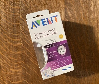 new Philips AVENT Natural Pure Glass Feeding Bottle Baby Bottle - 4 Oz - Image 1 of 4
