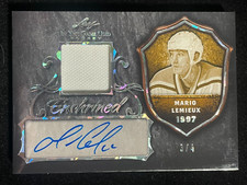 2022-23 Leaf In The Game Used Lemieux/Trottier Enshrined Dual Auto Relic; SN#3/4