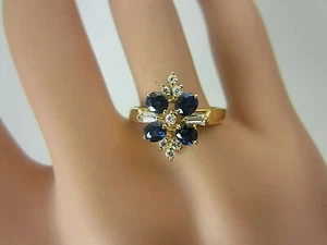Anillo Nuevo De Oro Amarillo De 14k Con Zafiro Azul Y Diamante 0.74 CT TW - Imagen 1 de 11