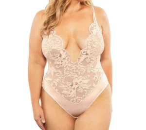OH LA LA CHERI Lyla Embroidered Lace Teddy plus size 1X ( 16W - 18W ) peony - Picture 1 of 4