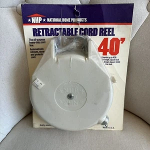 Vintage NHP Retractable Cord Line 40 Ft Reel Heavy Duty All Purpose New NOS Rare - Picture 1 of 10