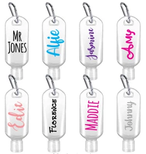Plastic 50ml Bottle with Clip, Refill, Personalise Name School - 2 for £7.50 - Picture 1 of 4