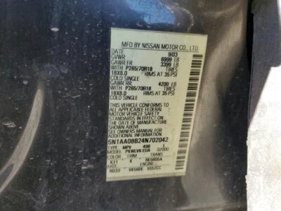 Used Rear Right Exterior Door Handle fits: 2004 Nissan Armada assembly door rear - Image 1 of 4