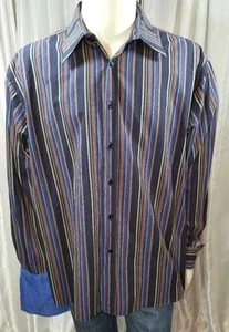 Lanzzino XXL Langarm Hemd gestreift 2XL French Cuff - Bild 1 von 7