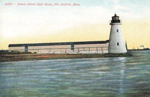 New Bedford, Massachusetts Postcard Palmer Island Light House c 1908 U7 - Picture 1 of 2